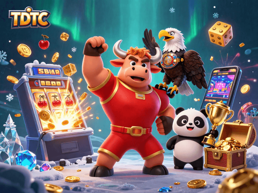 Experience win excitement with TDTC's dynamic jackpot celebration featuring mascots and games.