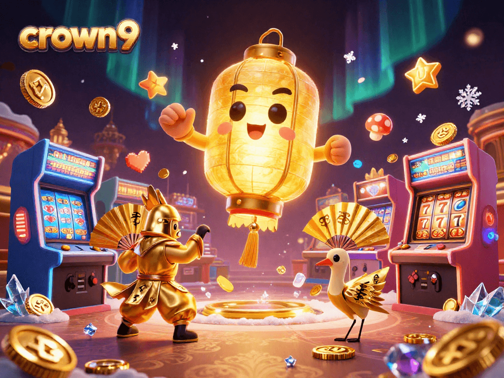 Experience thrilling gameplay at crown9 casino with lively golden characters and vibrant game elements.