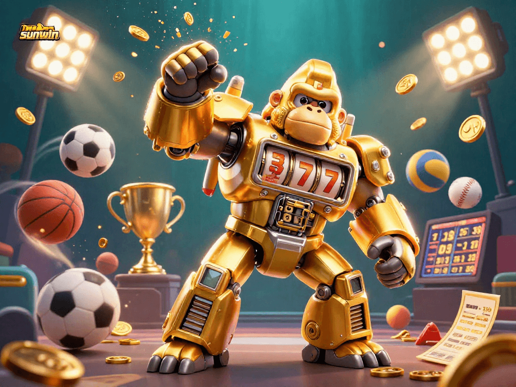 Catch thrilling wins at sunwin with the golden gorilla mech bursting with coins!