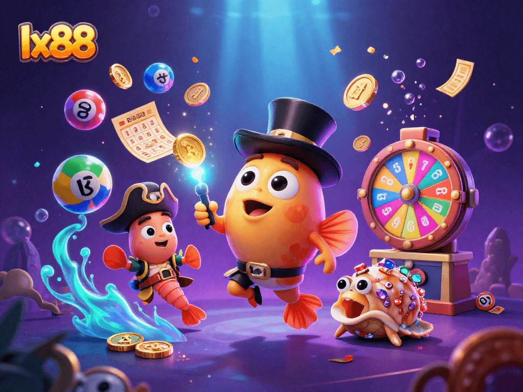 Experience thrilling gameplay at lx88 with vibrant lottery elements amidst a dazzling underwater scene.