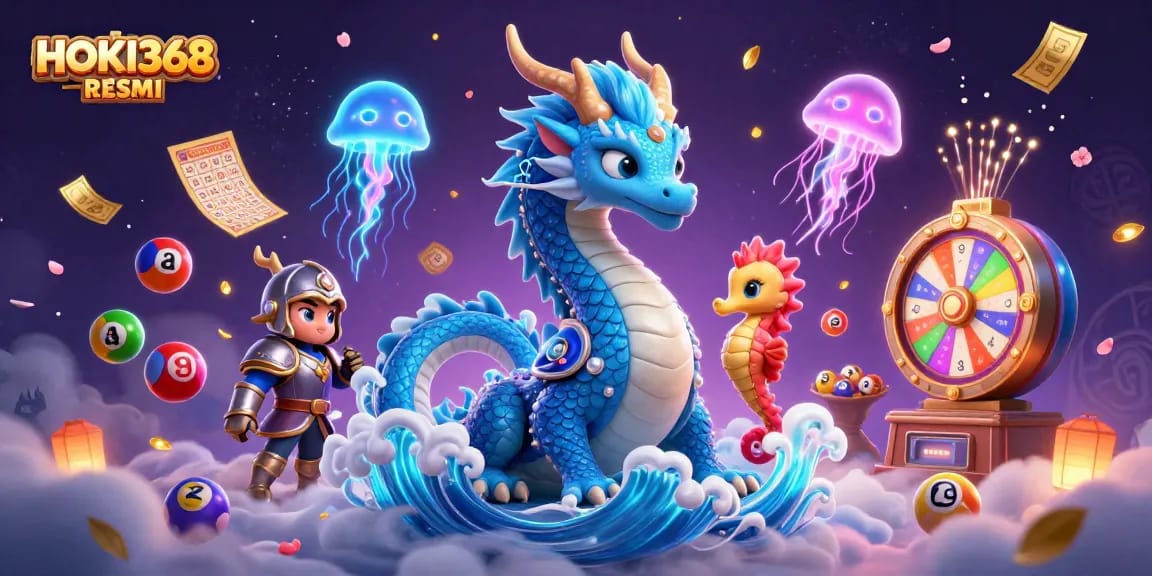 Experience thrilling wins at HOKI368 RESMI with vibrant gaming elements in an engaging casino scene.