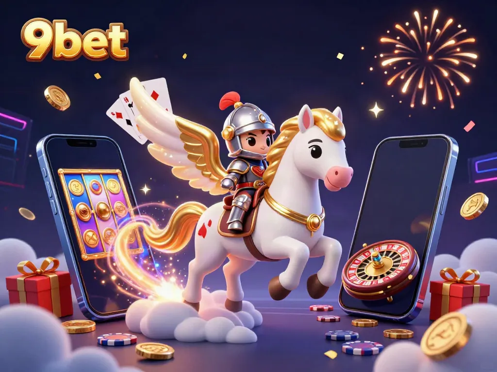 Engage in thrilling gameplay at 9bet with a vibrant 3D casino illustration showcasing gaming action.