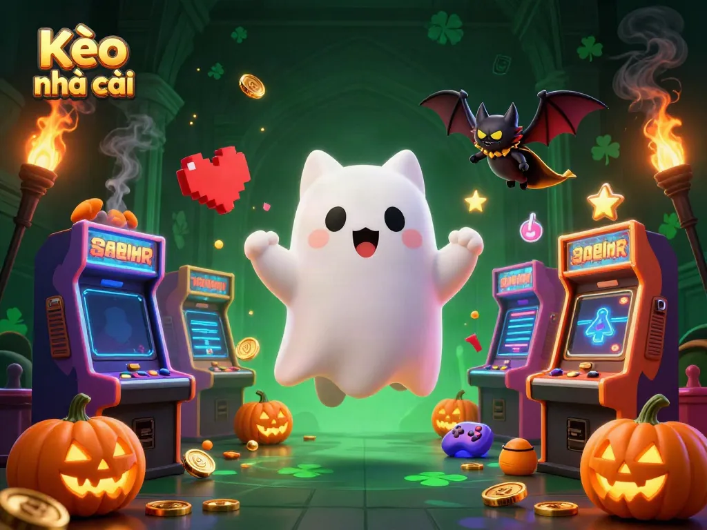 Experience the thrilling Kèo nhà cái with a ghost cat enjoying the haunted casino atmosphere.