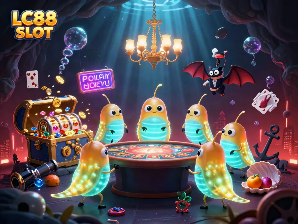 Experience thrilling gameplay with LC88 SLOT in this vibrant undersea casino illustration.