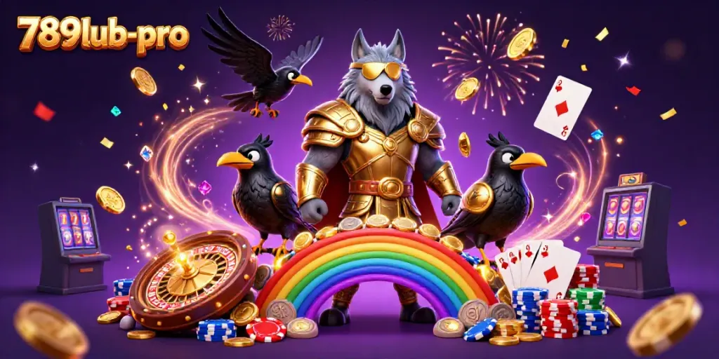 Experience the thrill of 789lub-pro with Odin and ravens amidst dazzling casino elements.
