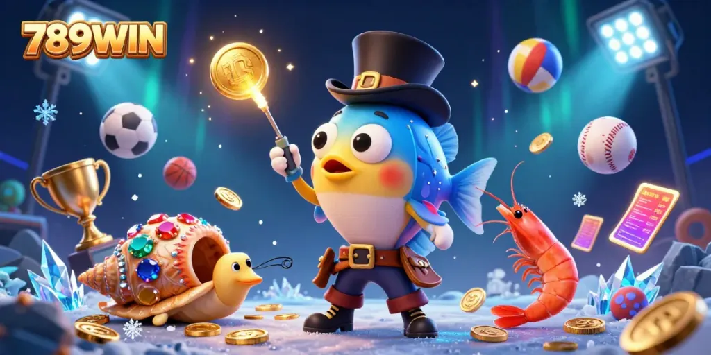 Experience the thrill with 789WIN as golden coins spark joy in a vibrant underwater casino adventure.