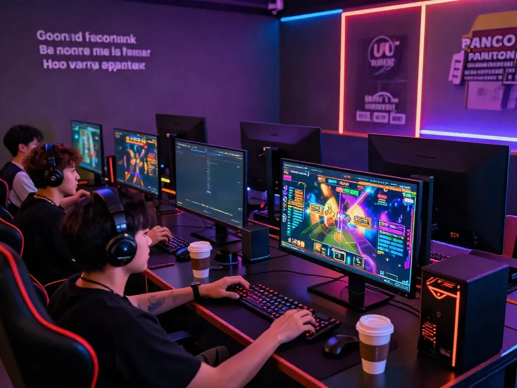 Exciting slot gacor hari ini gaming setup with enthusiastic players and vibrant visuals.