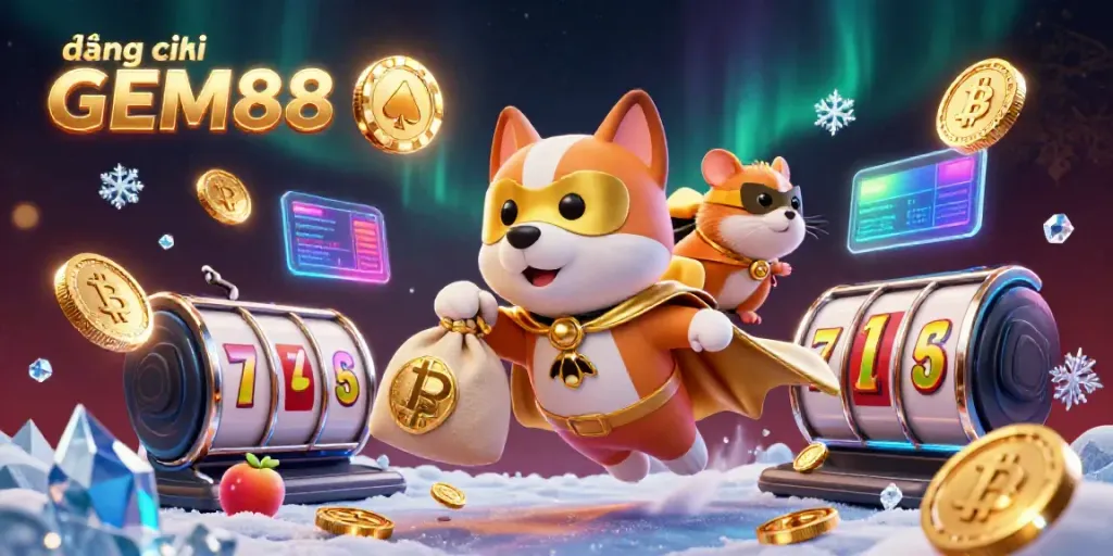 Experience the excitement of đăng ký GEM88 with our colorful casino-themed illustration.