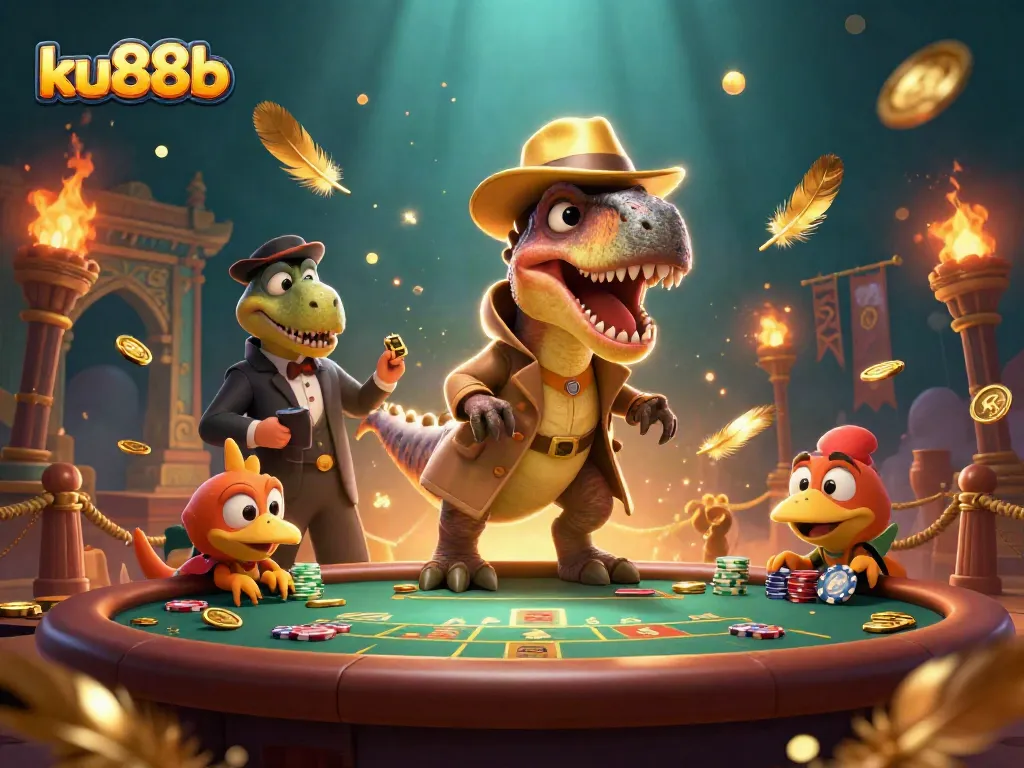 Experience excitement at KU88B with playful characters in a colorful casino scene full of action.