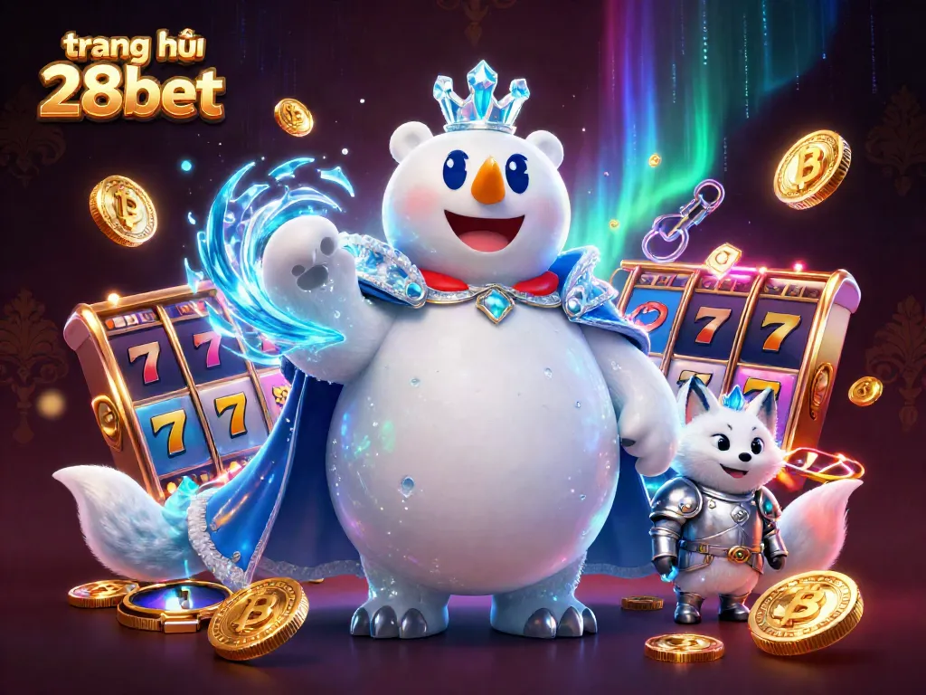 Engage with the vibrant world of trang chủ 28bet, featuring a polar bear and snow fox in a thrilling casino scene.