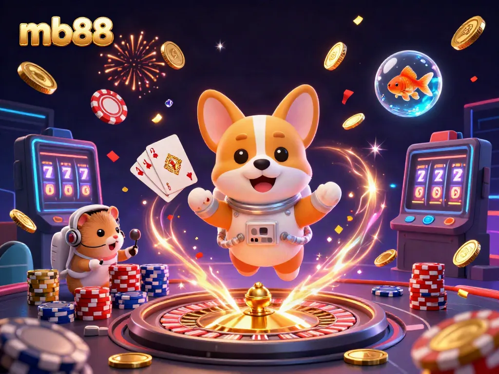 Experience thrilling gaming action with mb88 as a corgi astronaut navigates a space casino