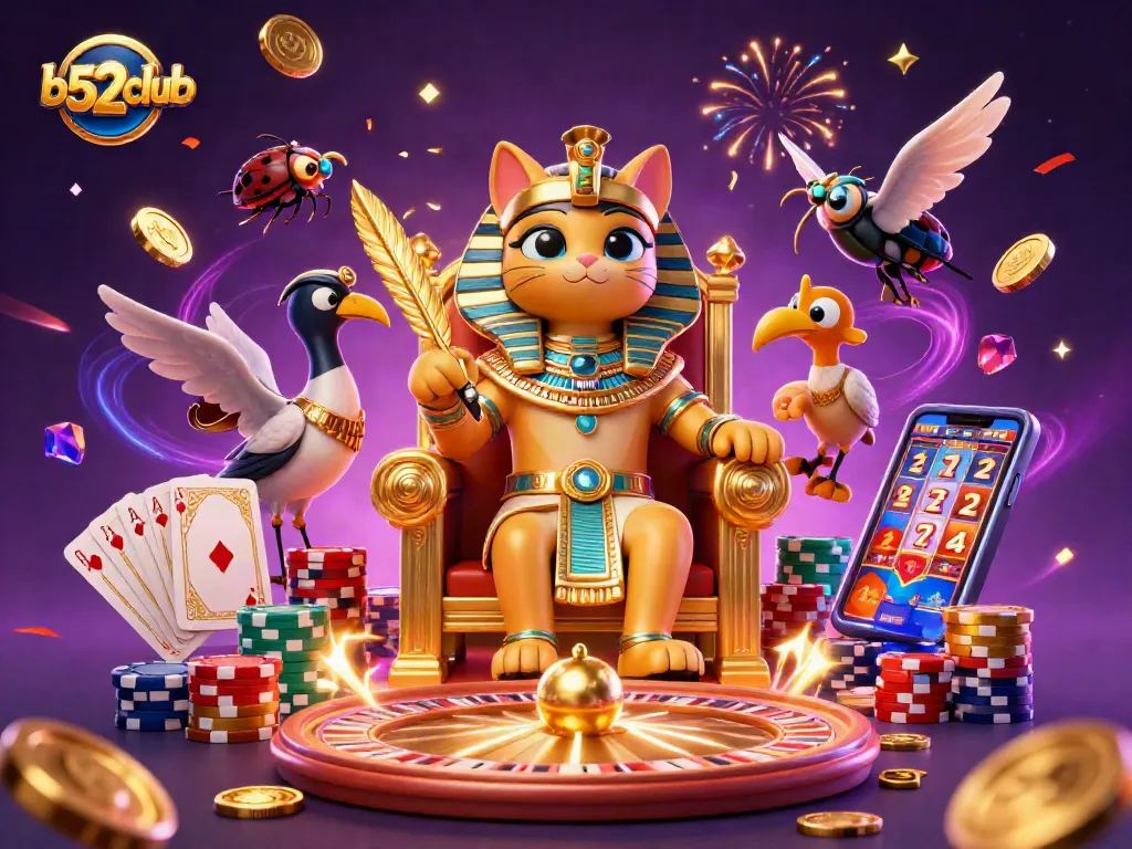 Win big at b52club with vibrant 3D casino illustration featuring exciting gaming elements.
