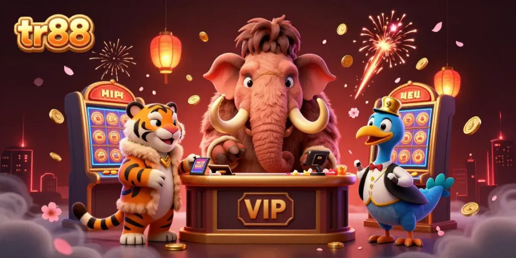 Engage in gaming excitement at tr88 with fantastic casino characters and vibrant elements.