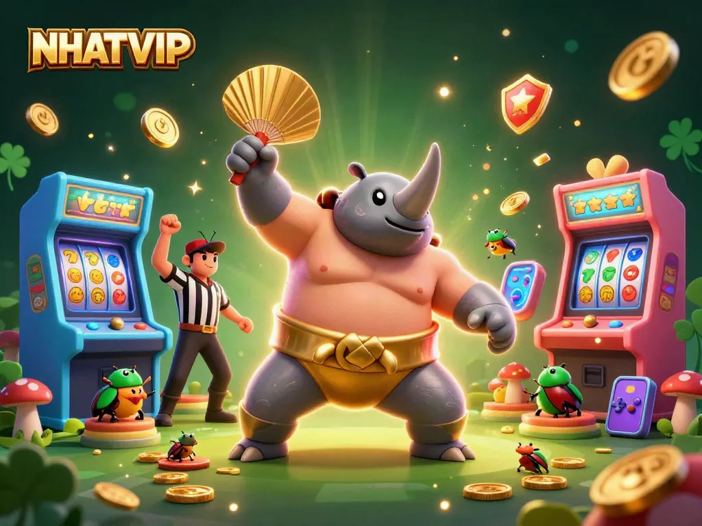 Engage in the NHATVIP slots experience with colorful characters and exciting casino elements.