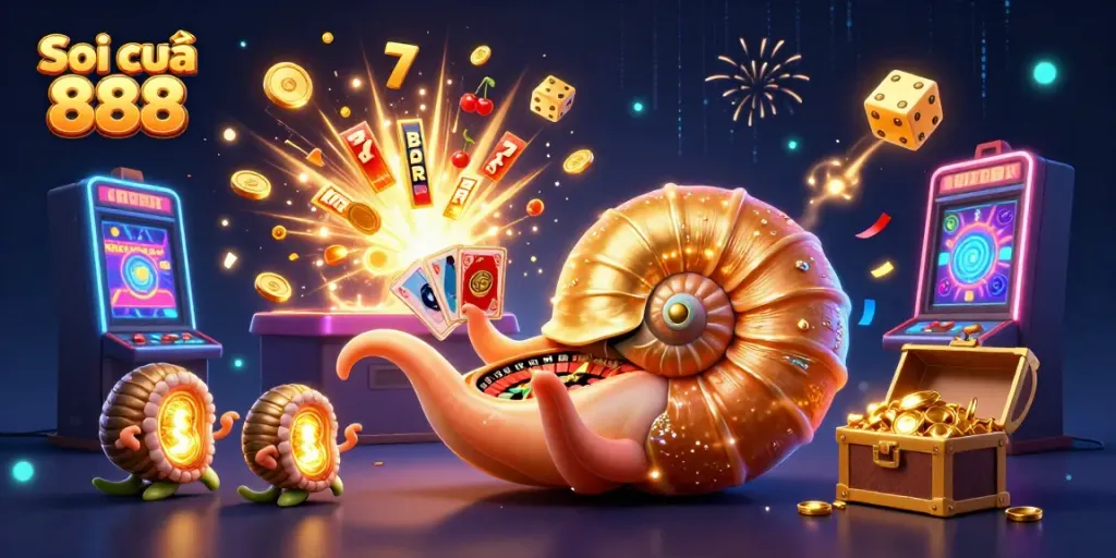 Soi cầu 888 dynamic illustration featuring an ancient nautilus roulette wheel with cards and glowing ammonites.