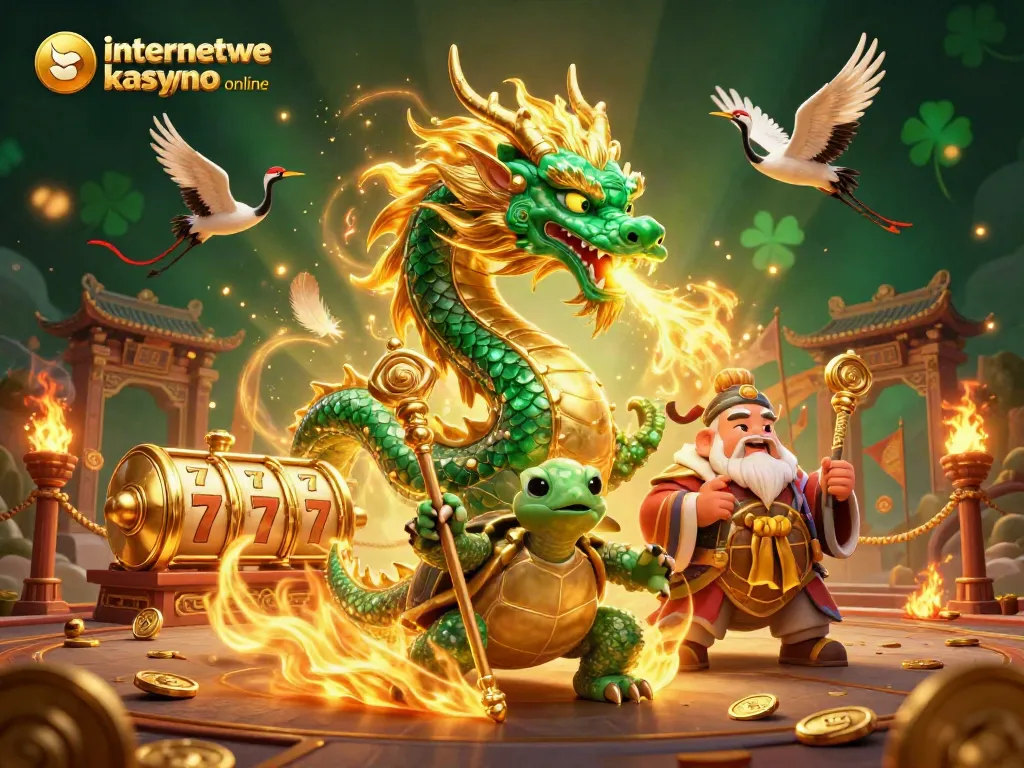 Experience excitement at the internetowe kasyno online with the jade dragon and animated symbols.