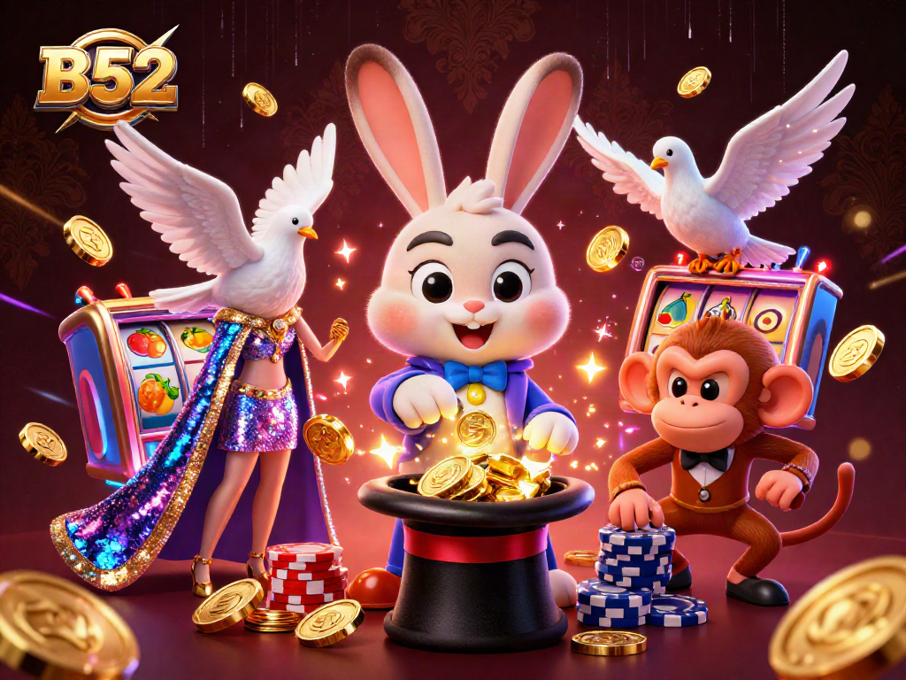 Enjoy dynamic B52 casino gaming action with our magical characters and vibrant slot elements!
