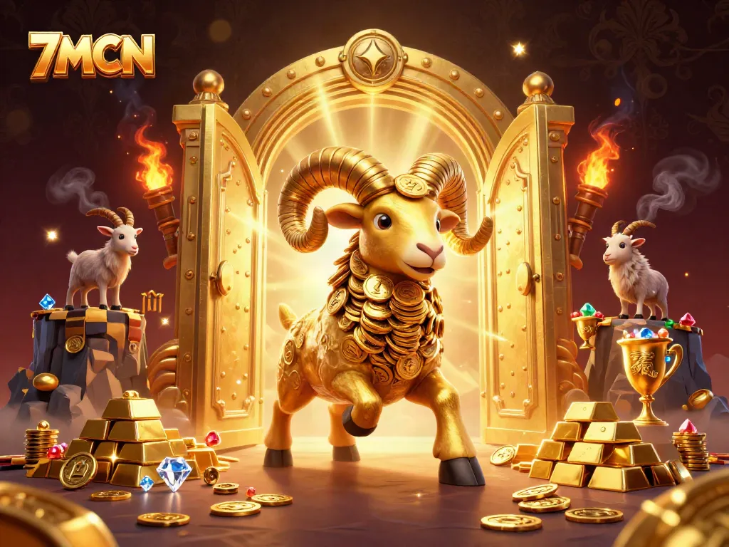 Engage in thrilling action with 7MCN as golden treasures burst from a vault amid vibrant casino excitement.