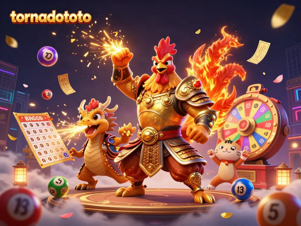 Experience thrilling outcomes with tornadototo's adventure featuring a samurai rooster, dragon hatchling, and vibrant gaming elements.