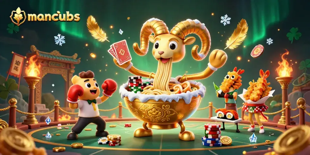 Engage in thrilling gambling action with manclubs in an energetic casino scene filled with characters and excitement.