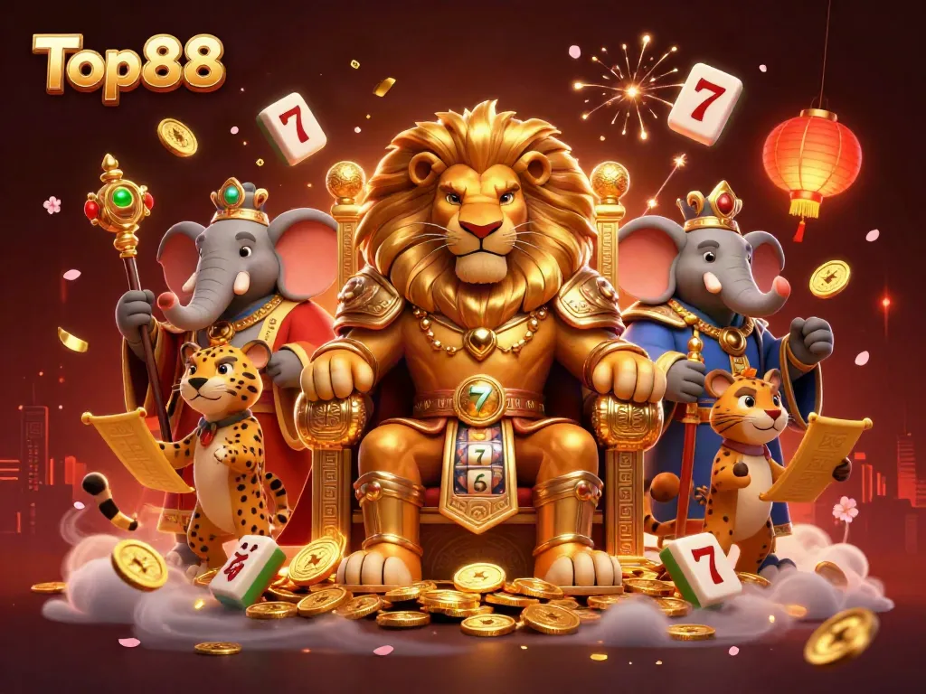 Experience thrilling 3D casino excitement with Top88 featuring vibrant slots and dynamic characters.