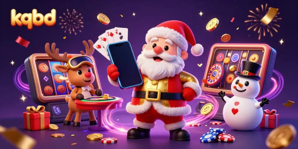Celebrate with kqbd as Santa and friends immerse in a vibrant casino-themed fantasy.