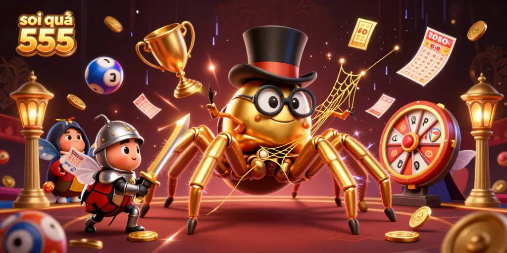 Engage with soi cầu 555 lottery insights through a vivid 3D scene with dynamic elements.