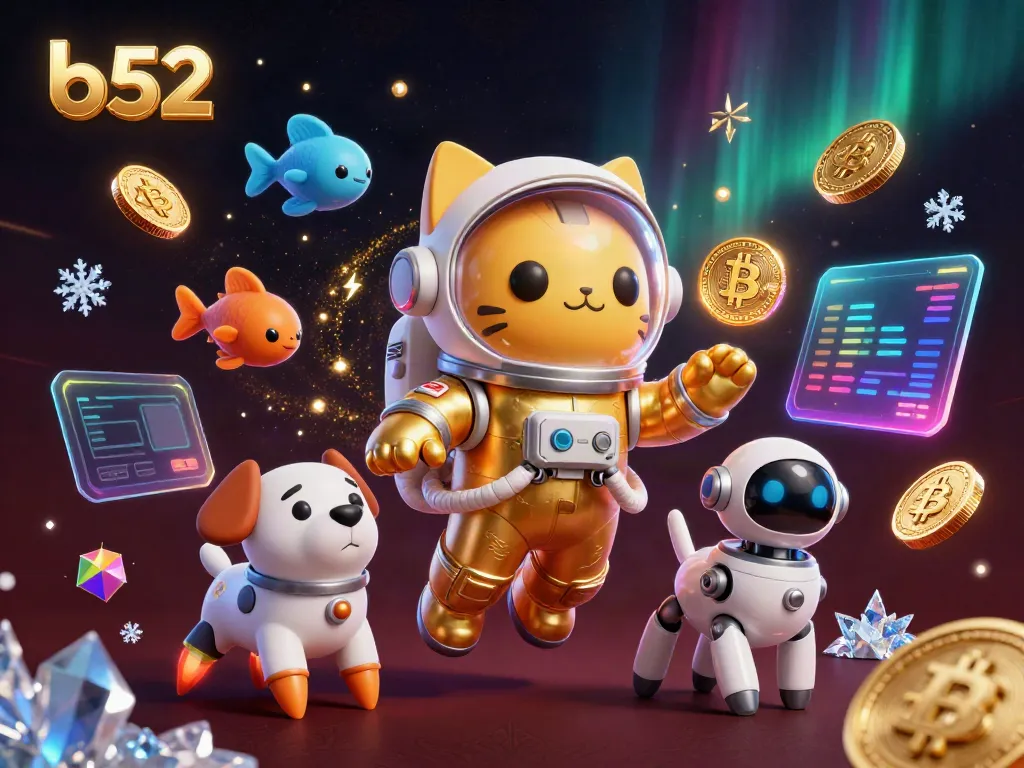 Experience thrilling b52 gameplay with a floating astronaut cat and captivating crypto elements.