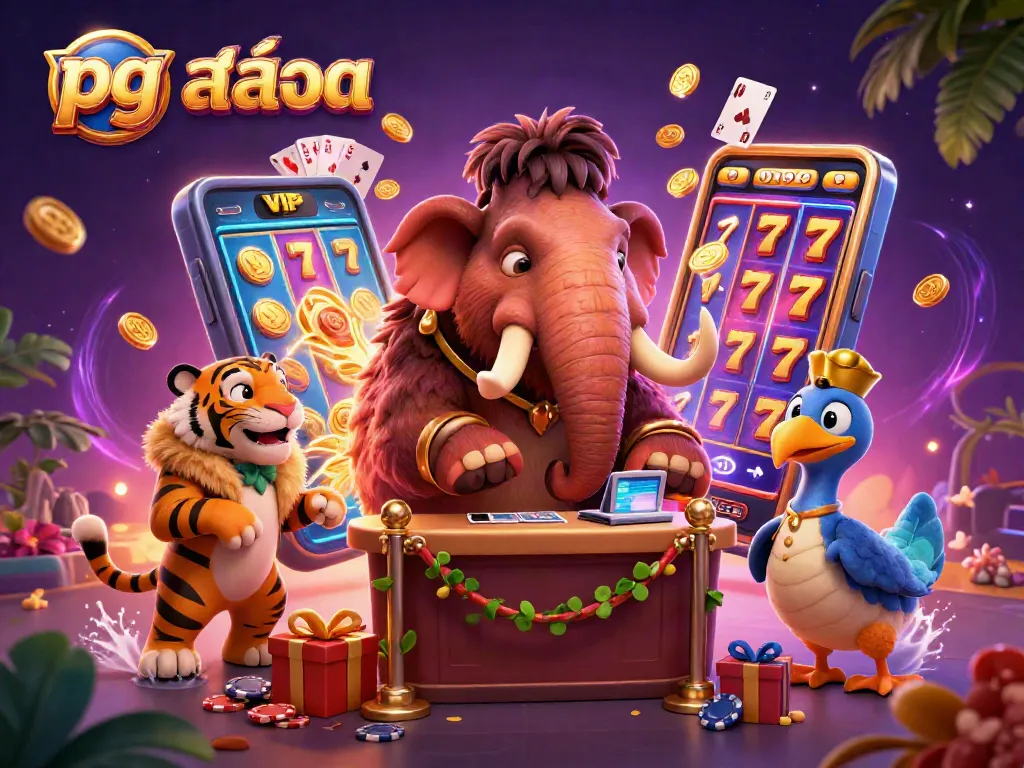 Experience thrilling pg สล็อต gameplay with vibrant slot elements in a magical casino scene.