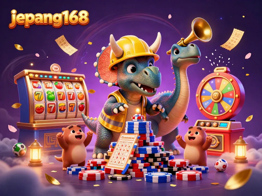 Experience the excitement of japan168 through a lively 3D scene with characters celebrating casino wins.