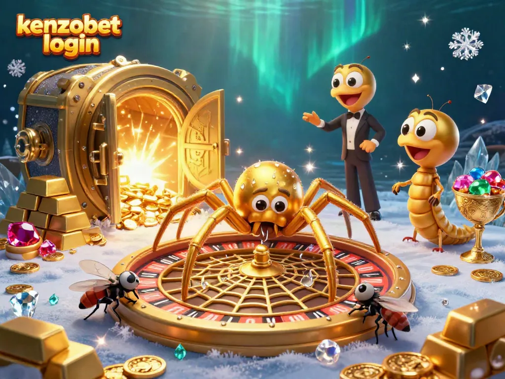 Experience excitement with kenzobet login as a fly places bets in a vibrant roulette-themed scene.