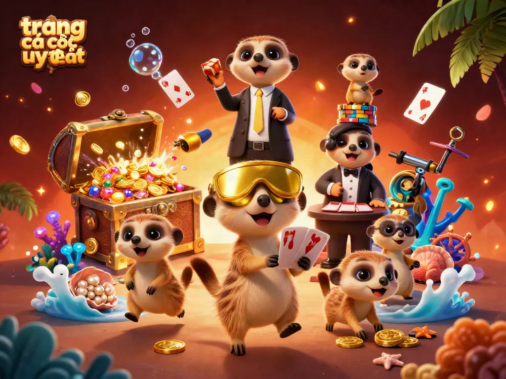 Experience the thrill of trang cá cược uy tín with cartoon meerkats running a lively casino adventure.