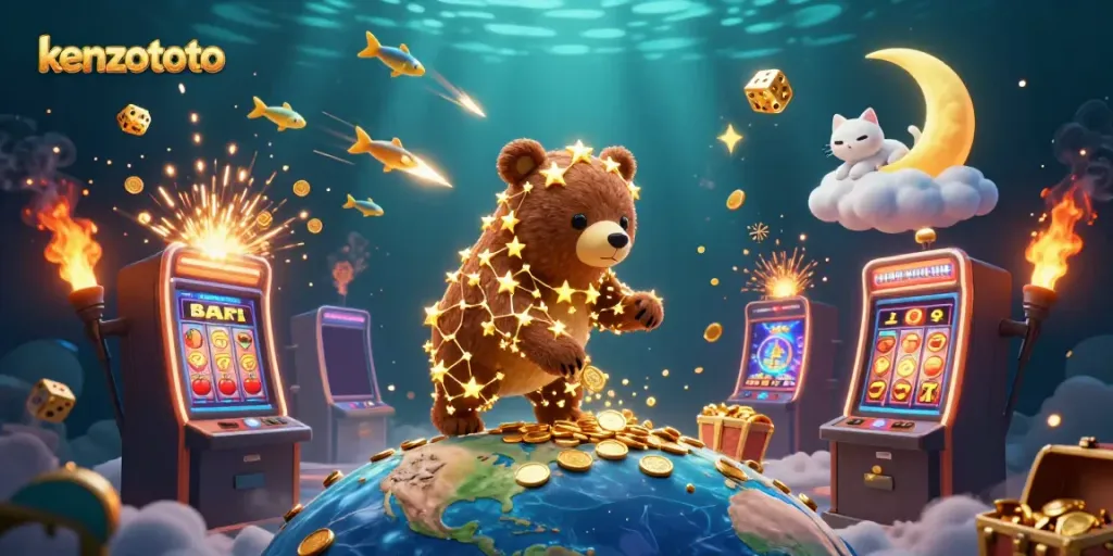 Experience the thrilling kenzototo fish shooting game alongside stunning 3D characters and vibrant casino elements.
