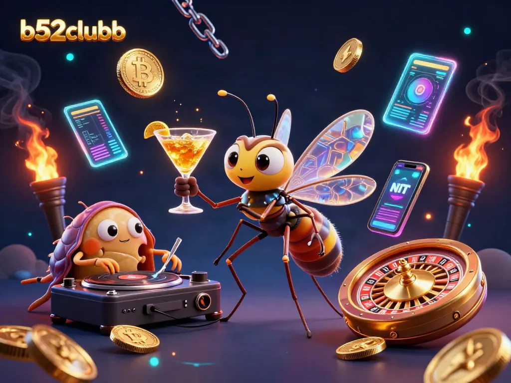 Bid for great wins at b52clubb with vibrant animated casino-themed characters and dynamic game elements.