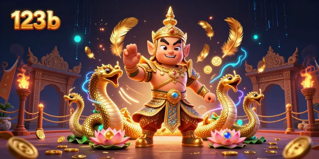 Engage in thrilling gaming action with characters embodying 123 b casino excitement amidst vibrant elements.