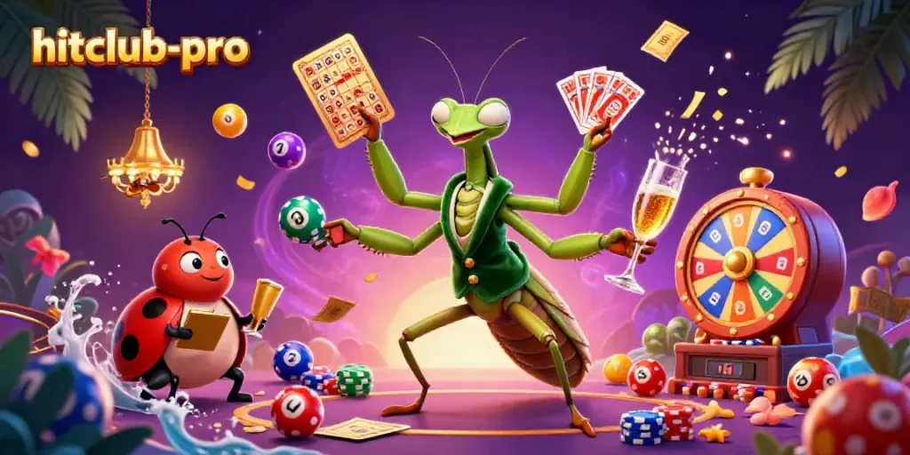 Engage in exciting games at hitclub-pro with a vibrant, dynamic casino scene filled with lottery elements.