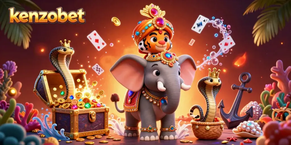 Experience the excitement of kenzobet with a vibrant scene of gaming adventure and treasure.