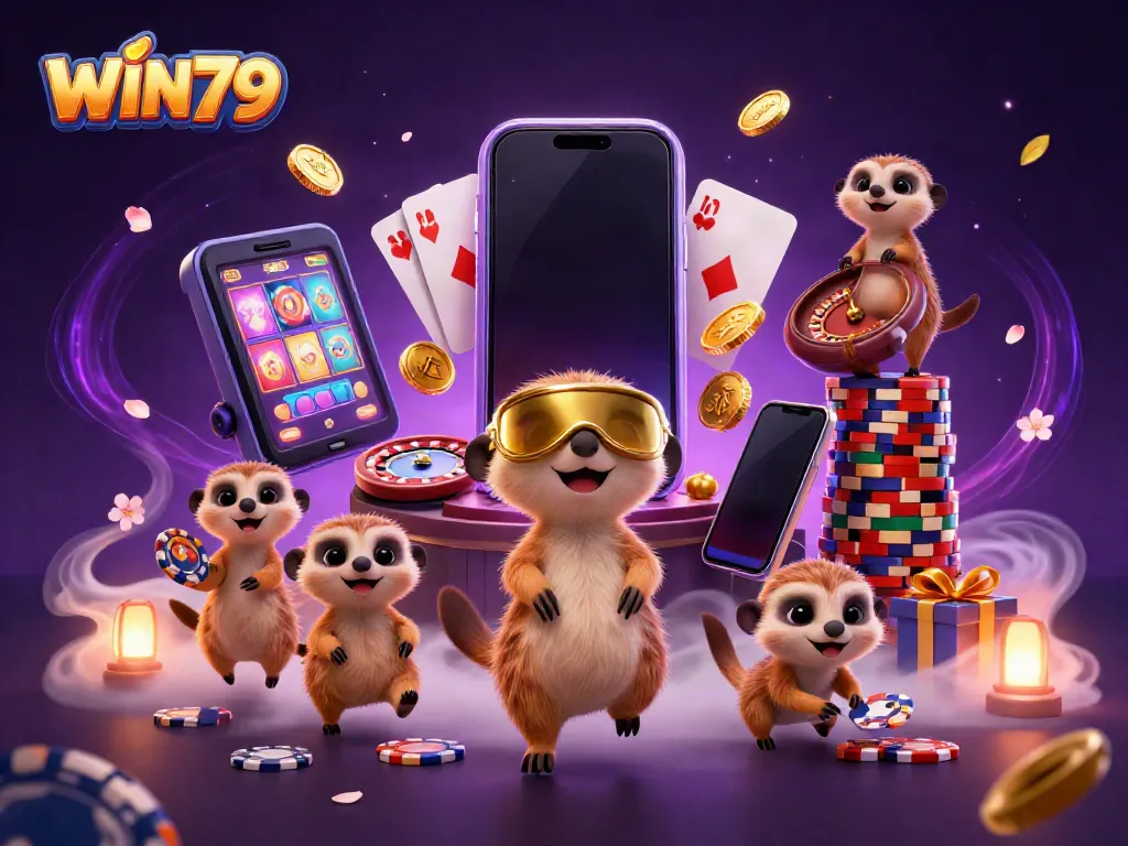 Experience the vibrant WIN79 casino world with meerkats in a dynamic gaming operation.