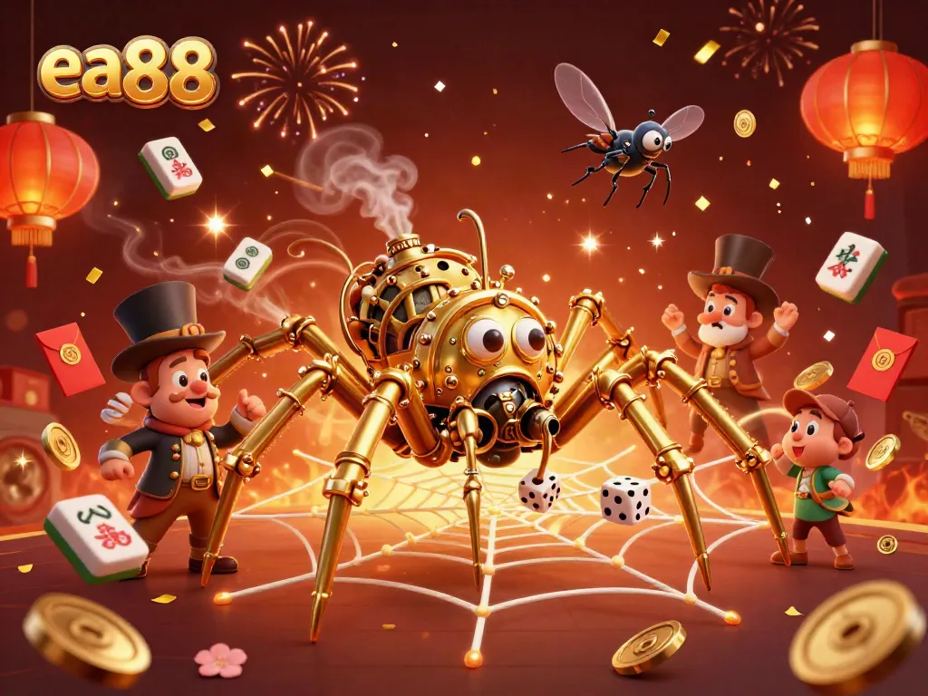 Catch winning opportunities with ea88 in a vibrant 3D steampunk casino scene.