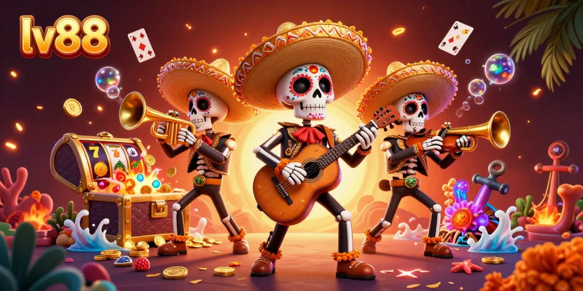 Experience thrilling slots with lv88 alongside dynamic mariachi characters in a vibrant casino scene.