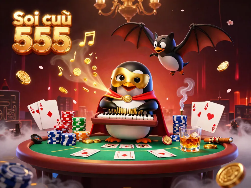 Experience the enchanting art of Soi cầu 555 in a vibrant 3D casino scene with character interaction and detailed gambling elements.